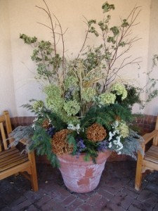 Dried floral display in the Romantic Garden.